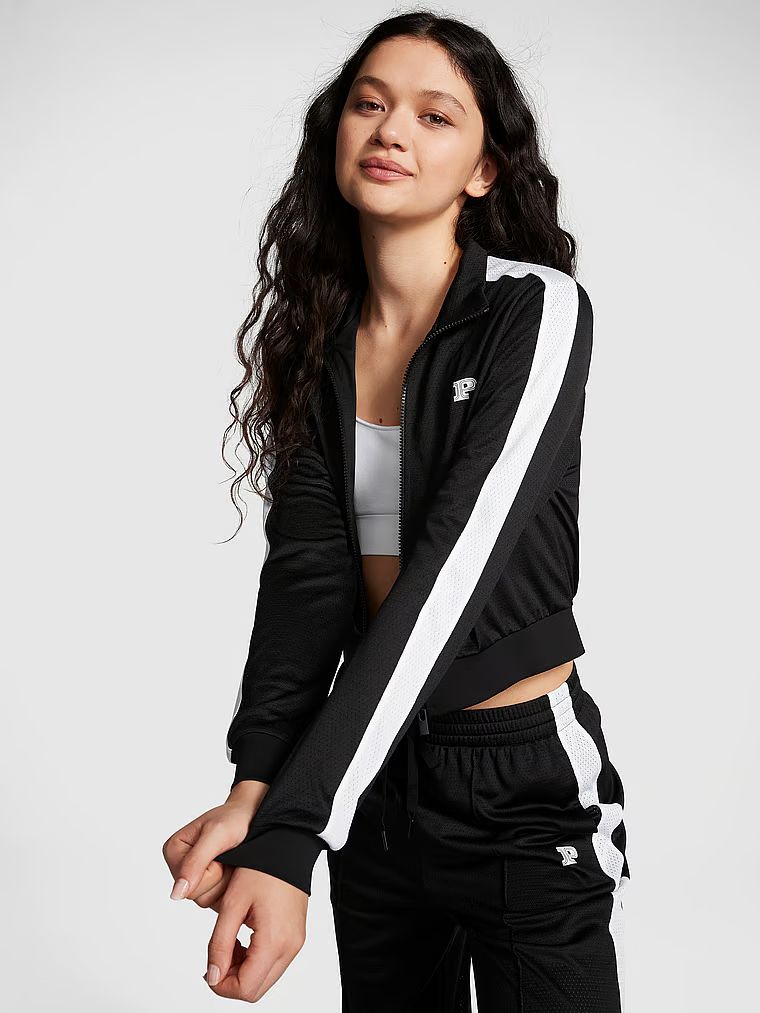 Buy Mesh Tech Cropped Full-Zip Jacket - Order Hoodies & Sweatshirts online 1124443900 - PINK US | Victoria's Secret (US / CA )
