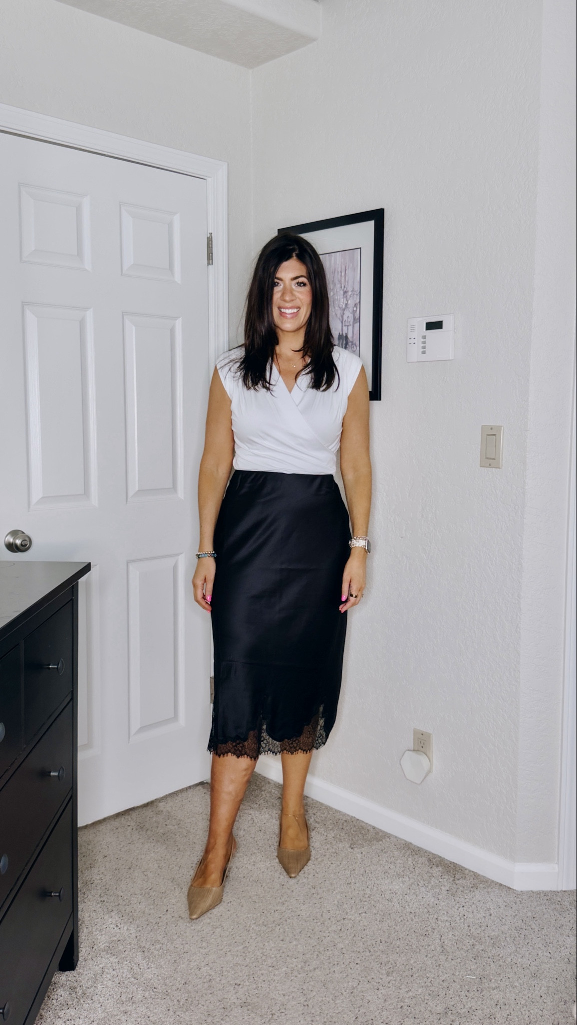 In a medium wrap top
Medium lace satin skirt


#LTKWorkwear #LTKMidsize #LTKSaleAlert