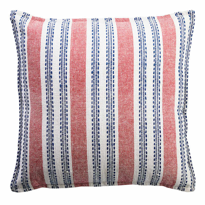 Red White & Blue Striped Throw Pillow with Flange, 18" | At Home