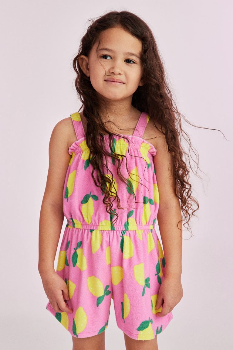 Patterned Terry Jumpsuit - Pink/lemons - Kids | H&M US | H&M (US + CA)