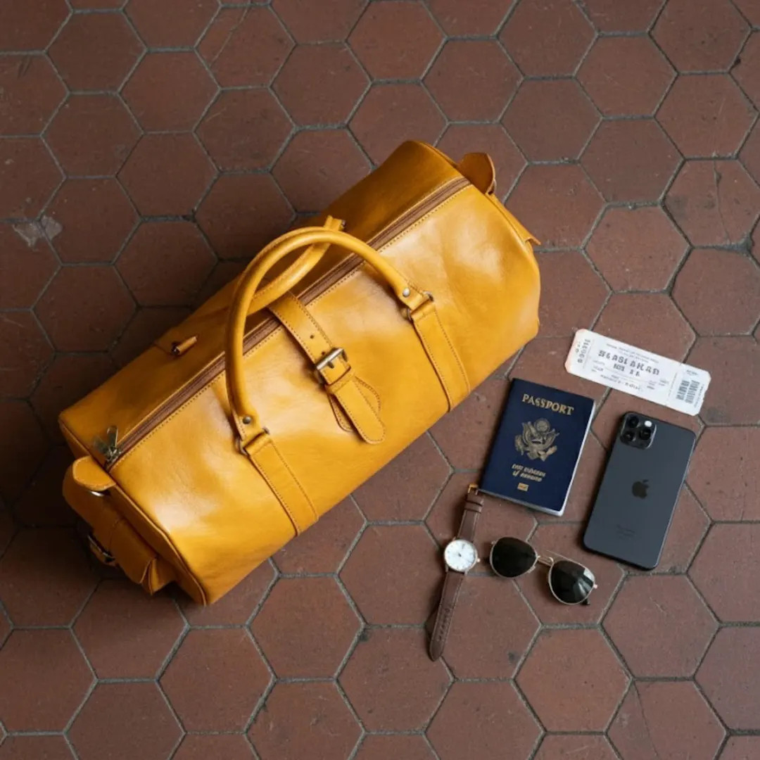 Handmade Moroccan Leather Duffle Bag: Traditional Tanned Weekender - Etsy | Etsy (US)