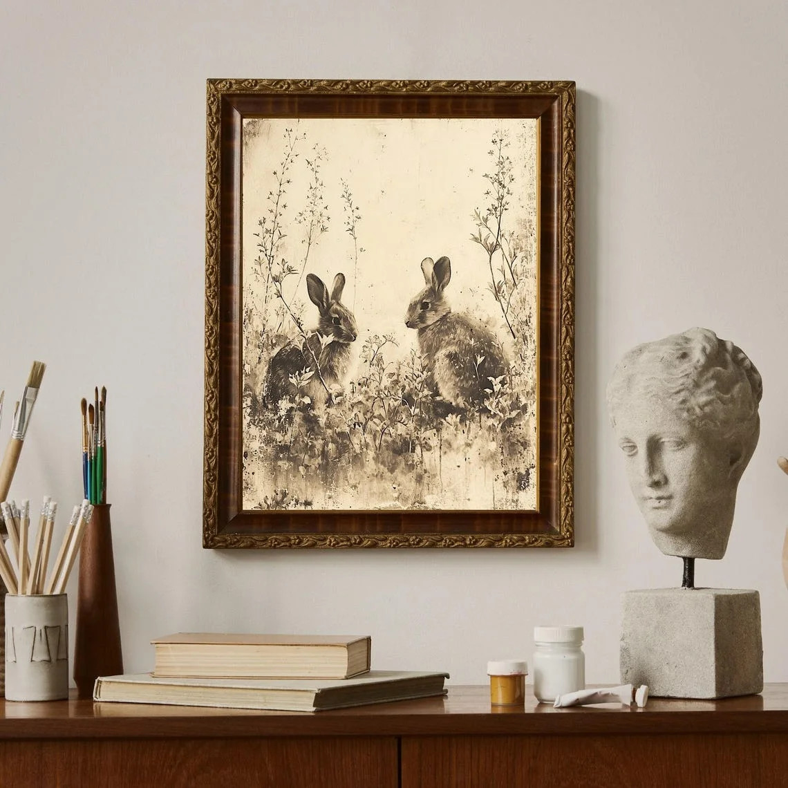 Spring Bunnies Poster Wall Art Print Vintage Classic Spring Bunny Decor Canvas Painting for Livin... | Walmart (US)