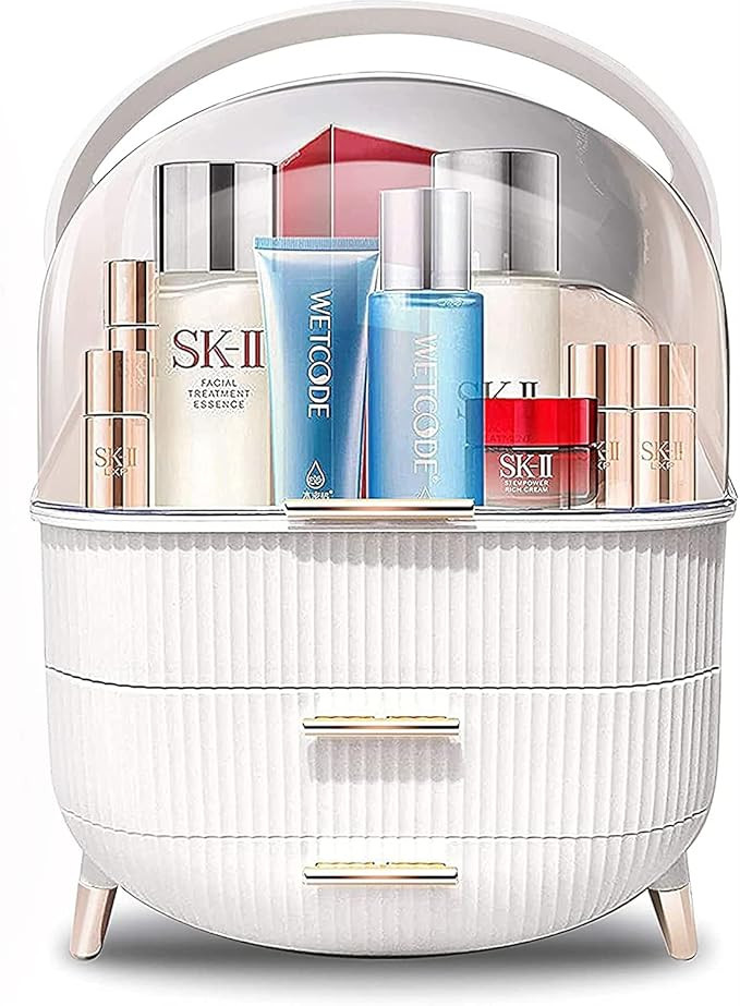 Jeezi Makeup Storage Box Countertop Organizer (White) | Amazon (US)