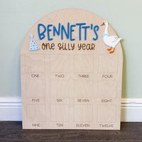 One Silly Goose First Birthday Photo Board, Year Birthday, Of Vintage Milestone Sign Display | Etsy (US)
