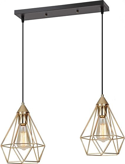 SEEBLEN 2- Light Indoor Island Pendant Light Gold Metal Hanging Ceiling Light Fixtures for Kitche... | Amazon (US)