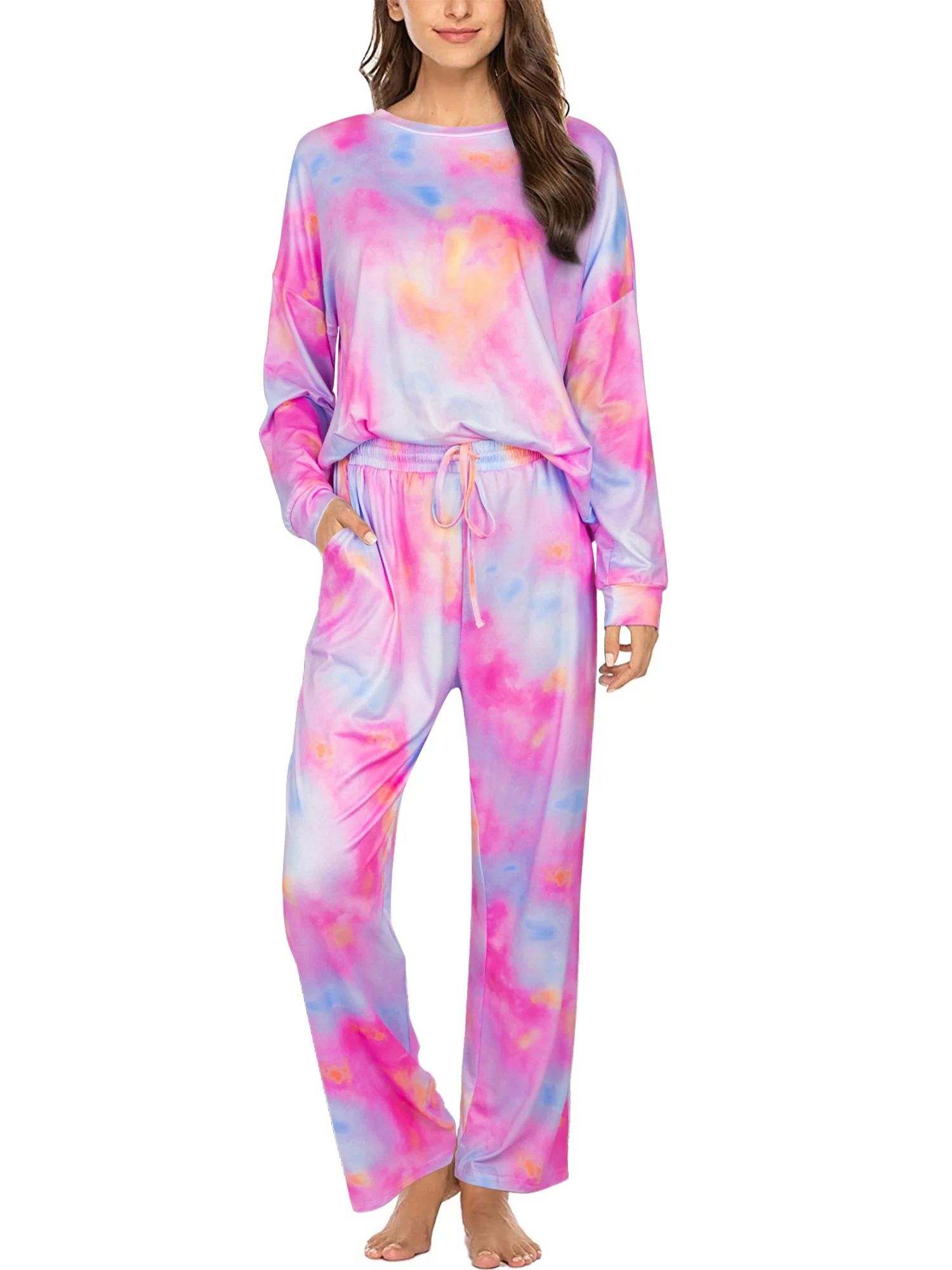 Women's Plus Size Pajamas Set Long Sleeve Tops and Pants Joggers PJ Sets Nightwear Loungewear - W... | Walmart (US)