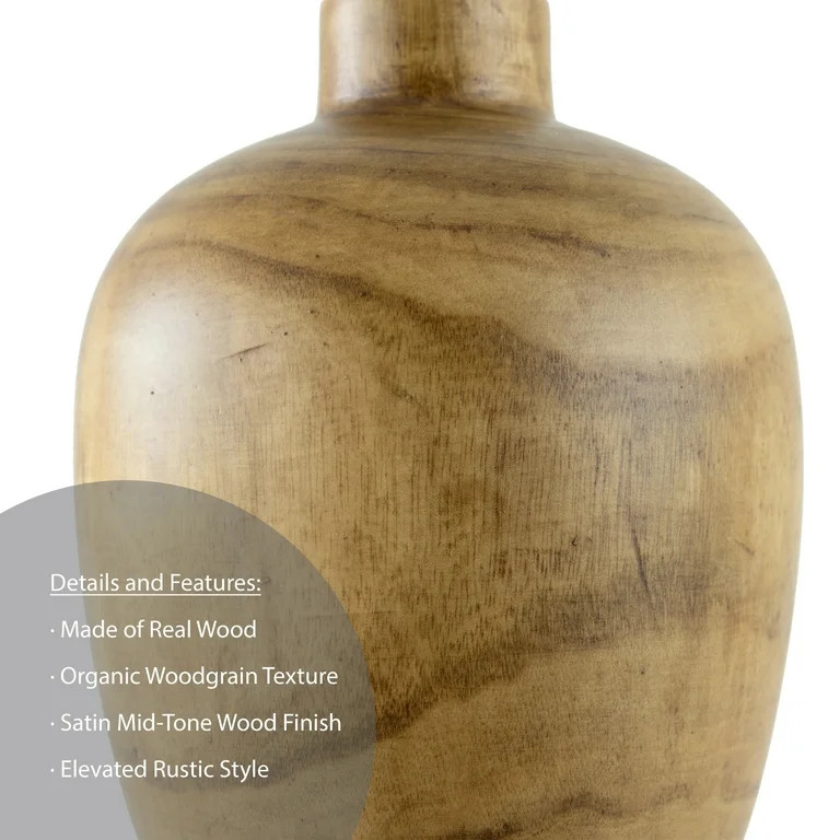 12" Mid-Tone Brown Wood Finish Decorative Indoor Tabletop Vase | Walmart (US)
