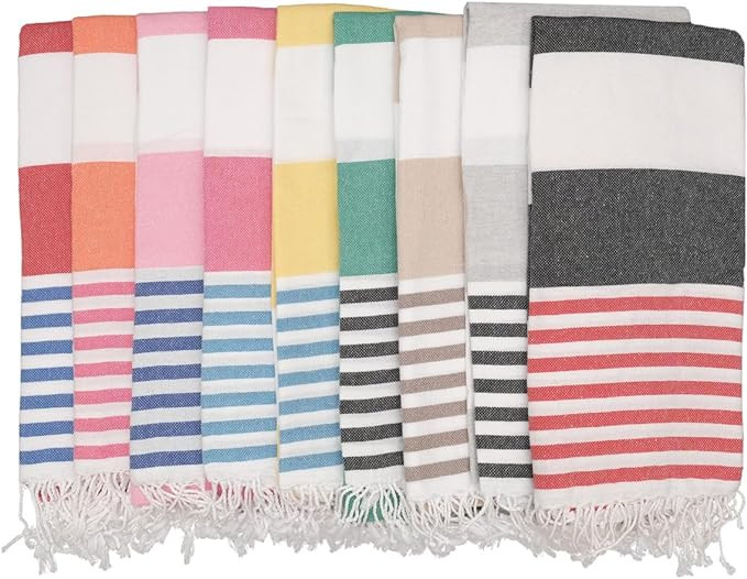 Oversized Turkish Beach Towel 38’’x71’’ - Set of 6 | 100% Turkish Cotton Lightweight Sand... | Amazon (US)