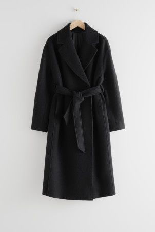 Wool-blend tie-belt coat - Black - Ladies | H&M GB | H&M (UK, MY, IN, SG, PH, TW, HK)