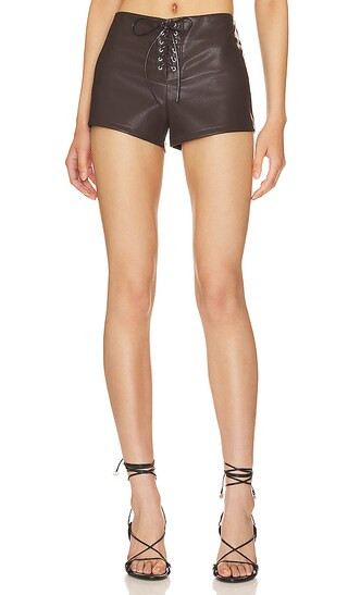Larissa Faux Leather Short in Brown | Revolve Clothing (Global)