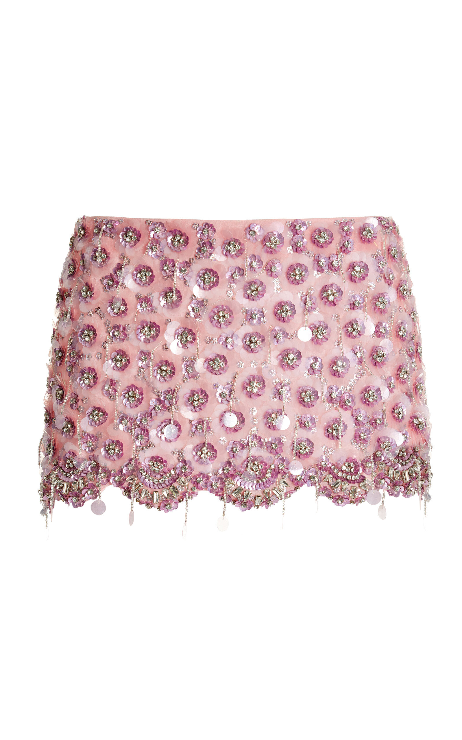 Flower Embroidered Silk Georgette Mini Skirt | Moda Operandi (Global)