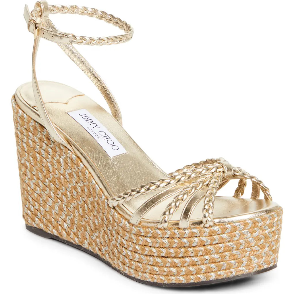 Jimmy Choo Dree Platform Espadrille Sandal in Soft Gold Mix at Nordstrom, Size 10.5Us | Nordstrom