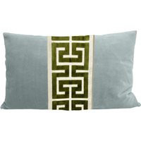 Aqua Mist Velvet Lumbar Pillow Cover With Large Greek Key Trim - Shown in Green | Etsy (US)
