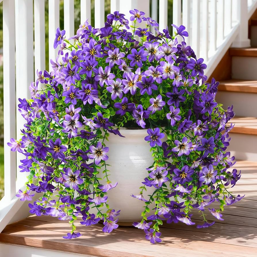 INQCMY Artificial Flowers for Outdoor Faux Hanging Plants Spring Outside Decoration,2Bundles Fake... | Amazon (US)