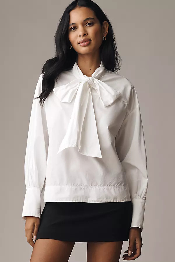 Tie-Neck Cotton Blouse | Anthropologie (US)