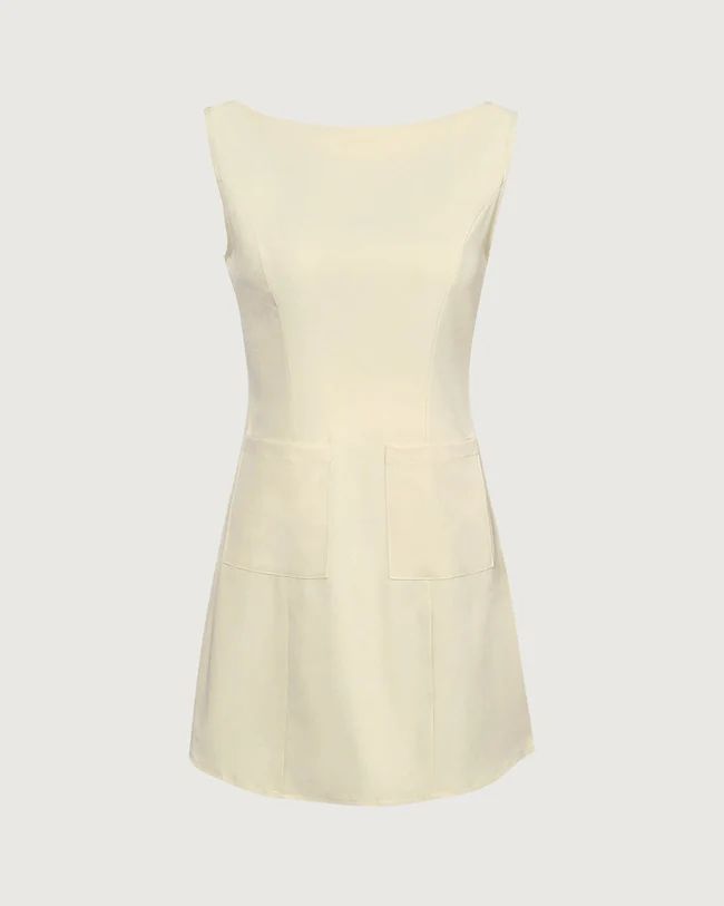 The Yellow Boat Neck Cutout Mini Dress & Reviews - Yellow - Dresses | RIHOAS | rihoas.com