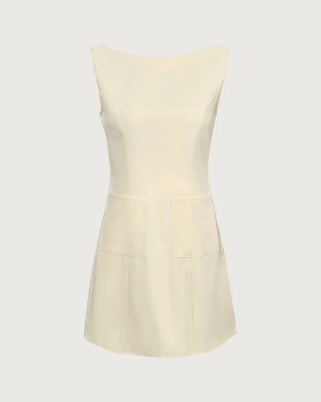 The Yellow Boat Neck Cutout Mini Dress & Reviews - Yellow - Dresses | RIHOAS | rihoas.com