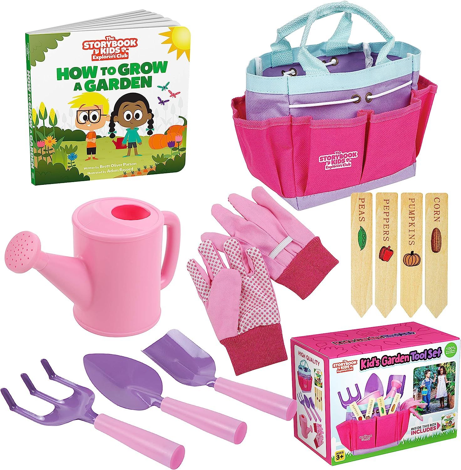 Kids Gardening Tools - includes Sturdy Tote Bag, Watering Can, Gloves, Shovels, Garden Stakes, an... | Amazon (US)