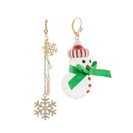 Betsey Johnson Women s Holiday Snowman Mismatch Earrings | Walmart (US)