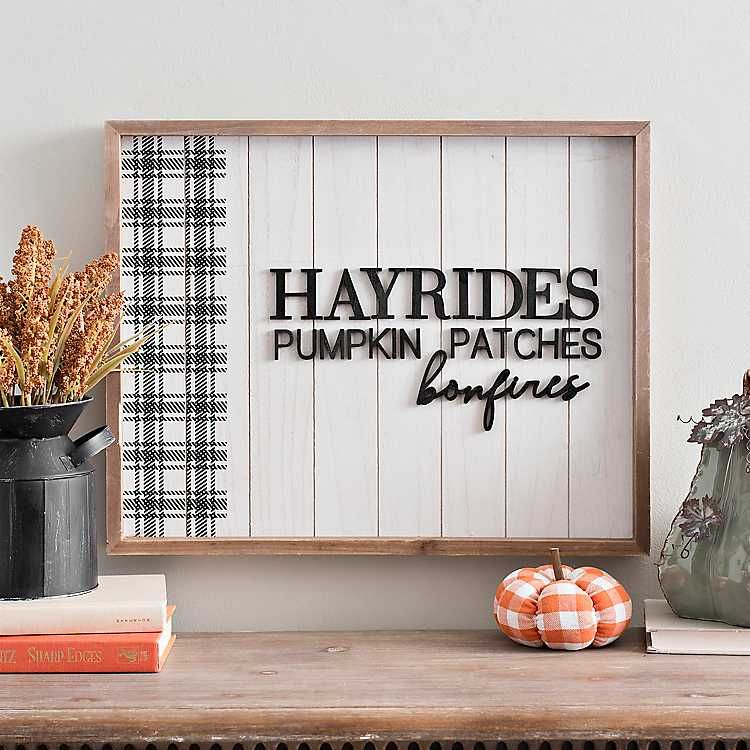 Hayrides Pumpkin Patches Bonfires Wood Wall Plaque | Kirkland's Home