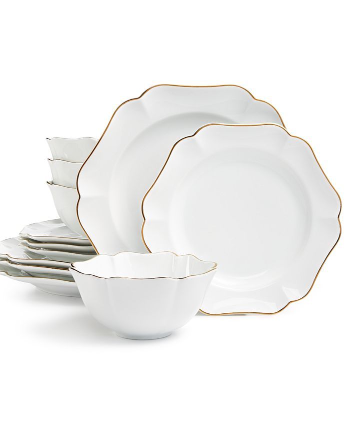 Martha Stewart Collection Baroque 12-Pc. Dinnerware Set, Service for 4, Created for Macy's & Revi... | Macys (US)