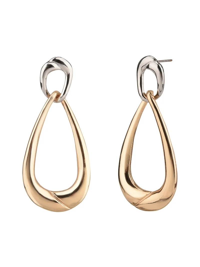 Time and Tru Adult Women's Gold Tone and Silver Tone Post Teardrop Metal Earring | Walmart (US)