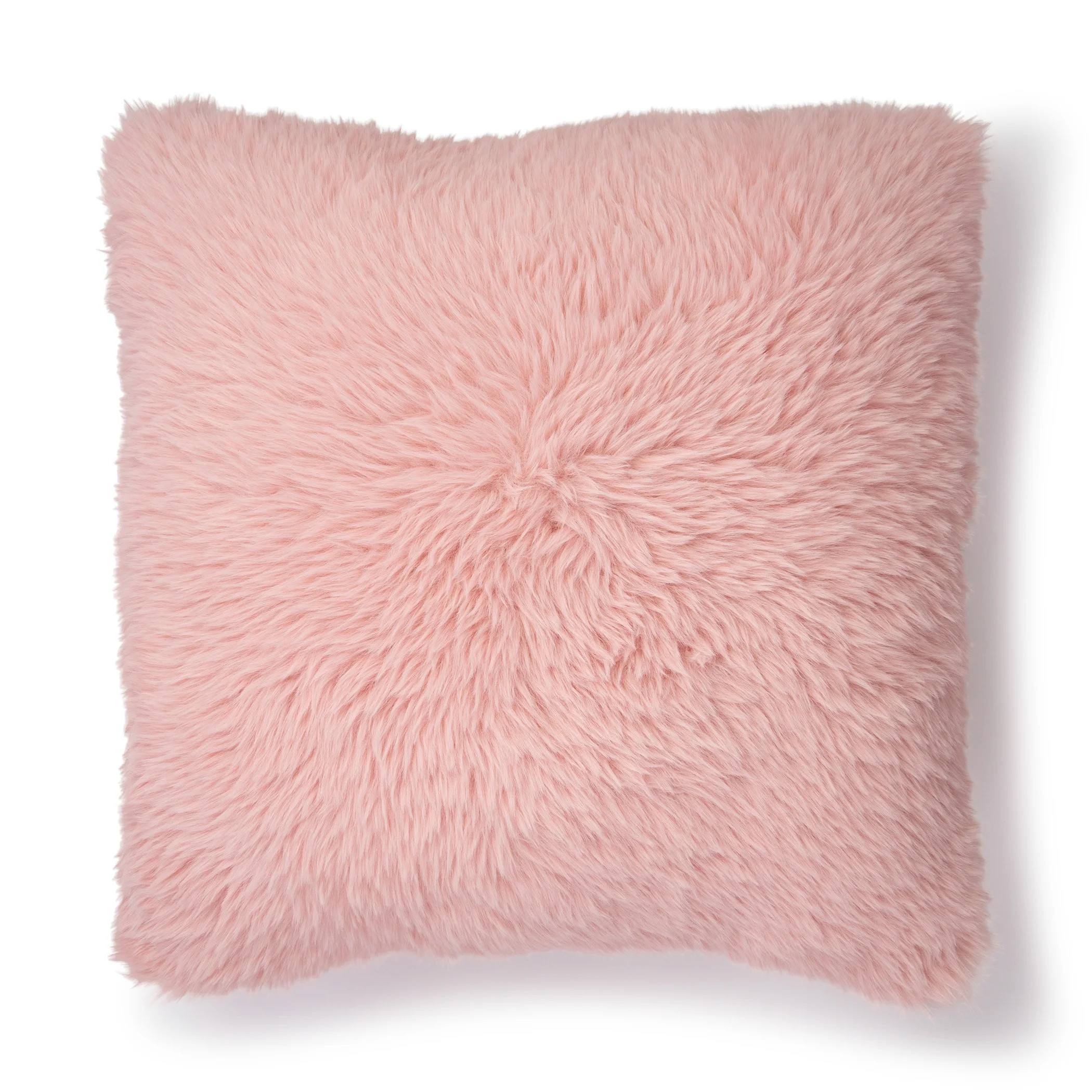 Mainstays Square, High Pile, Faux Rabbit Fur,  Decorative Pillow, 17" x 17", Pink, 1 per Pack | Walmart (US)