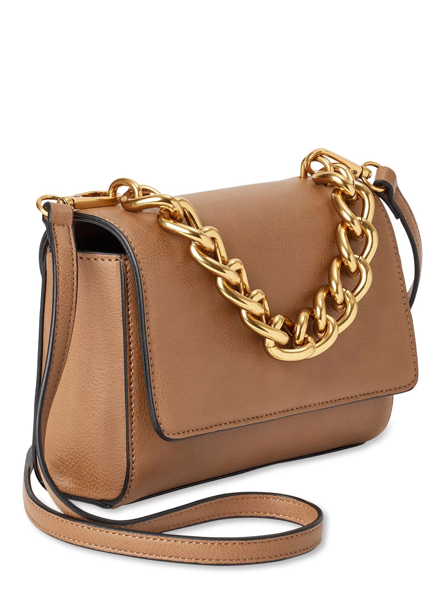 Scoop Women’s Flap Crossbody Chain Handbag Camel | Walmart (US)