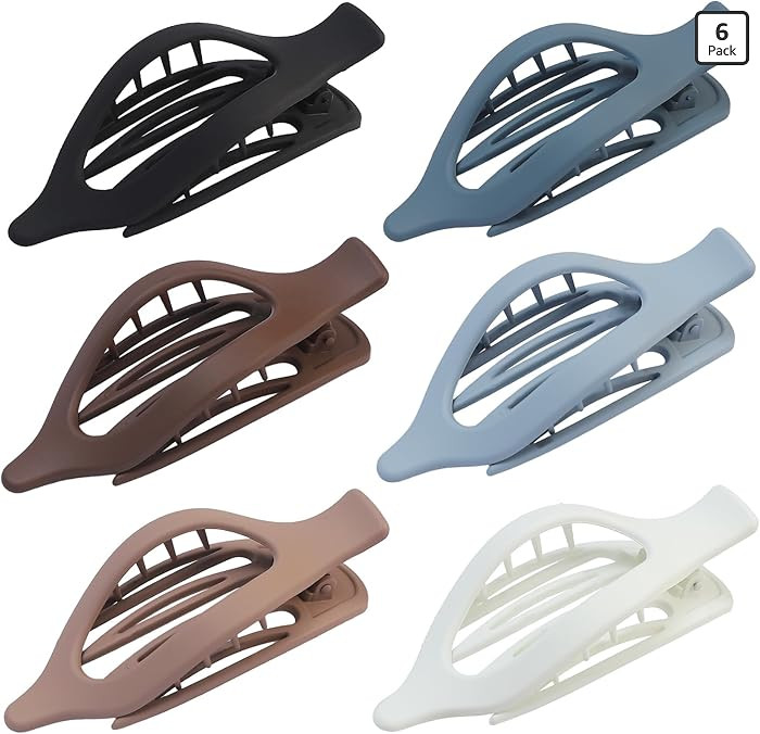 Flat Hair Clip 6 pcs Lay Down Claw Clips Hair Accessories for Women -Brown Blue | Amazon (US)