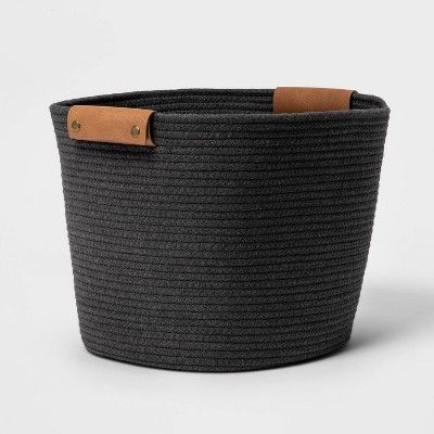 13&#34; Medium Coiled Rope Basket Gray Charcoal - Threshold&#8482; | Target