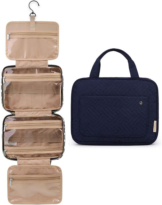 BAGSMART Toiletry Bag Travel Bag with Hanging Hook, Water-resistant Makeup Cosmetic Bag Travel Or... | Amazon (US)