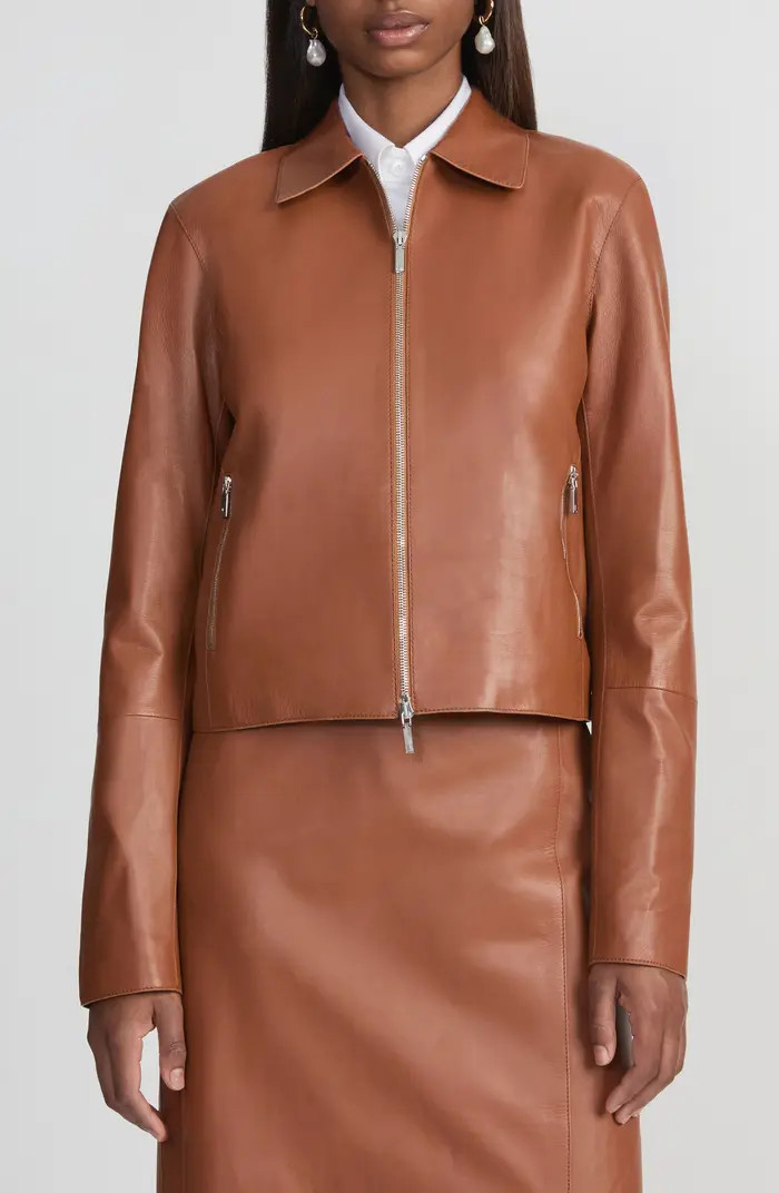 Napa Lambskin Leather Crop Jacket | Nordstrom