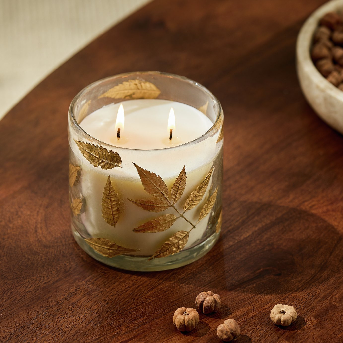 Argos Home Floral Pressed Large Glass Multiwick Candle - Autumn Spice | argos.co.uk