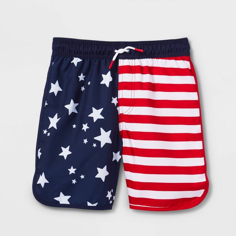 Boys' Americana Flag Print Swim Trunks - Cat & Jack™ Navy Blue | Target