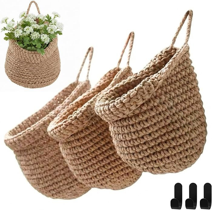 Honeydak Boho Decor Hanging Wall Baskets for Kitchen 3 Pack Teardrop Baskets with Hooks Storage F... | Amazon (US)