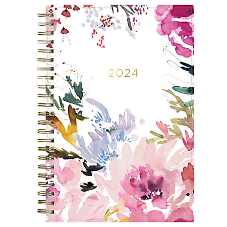 2024 Blue Sky™ Kelly Ventura Magenta Blooms Weekly/Monthly Planning Calendar, 5" x 8", January ... | Office Depot and OfficeMax 