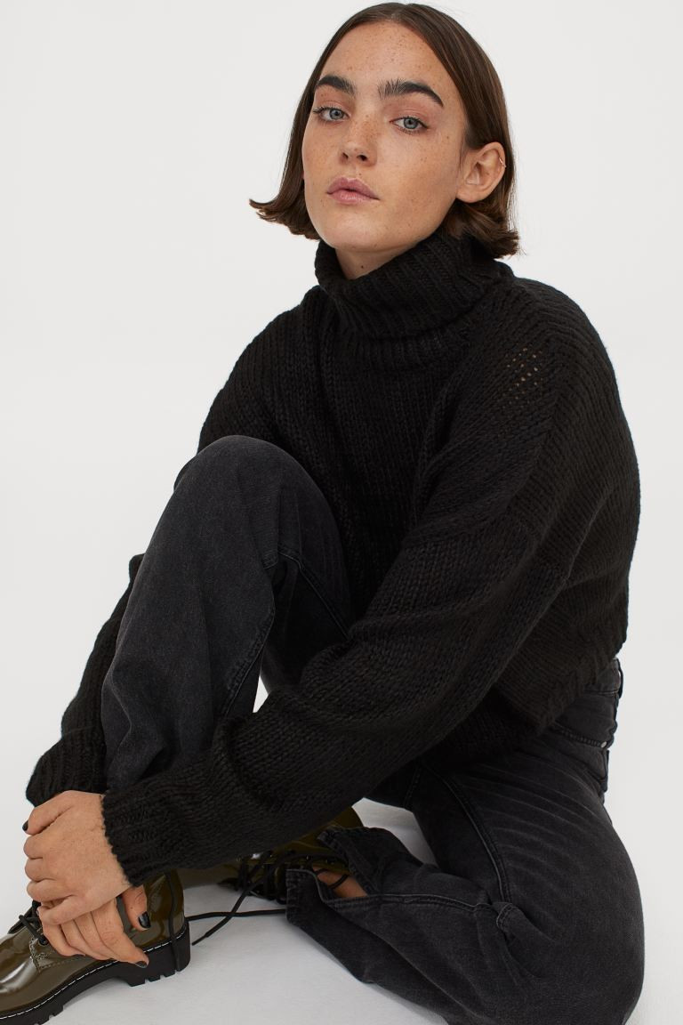 Chunky-knit polo-neck jumper | H&M (UK, MY, IN, SG, PH, TW, HK)