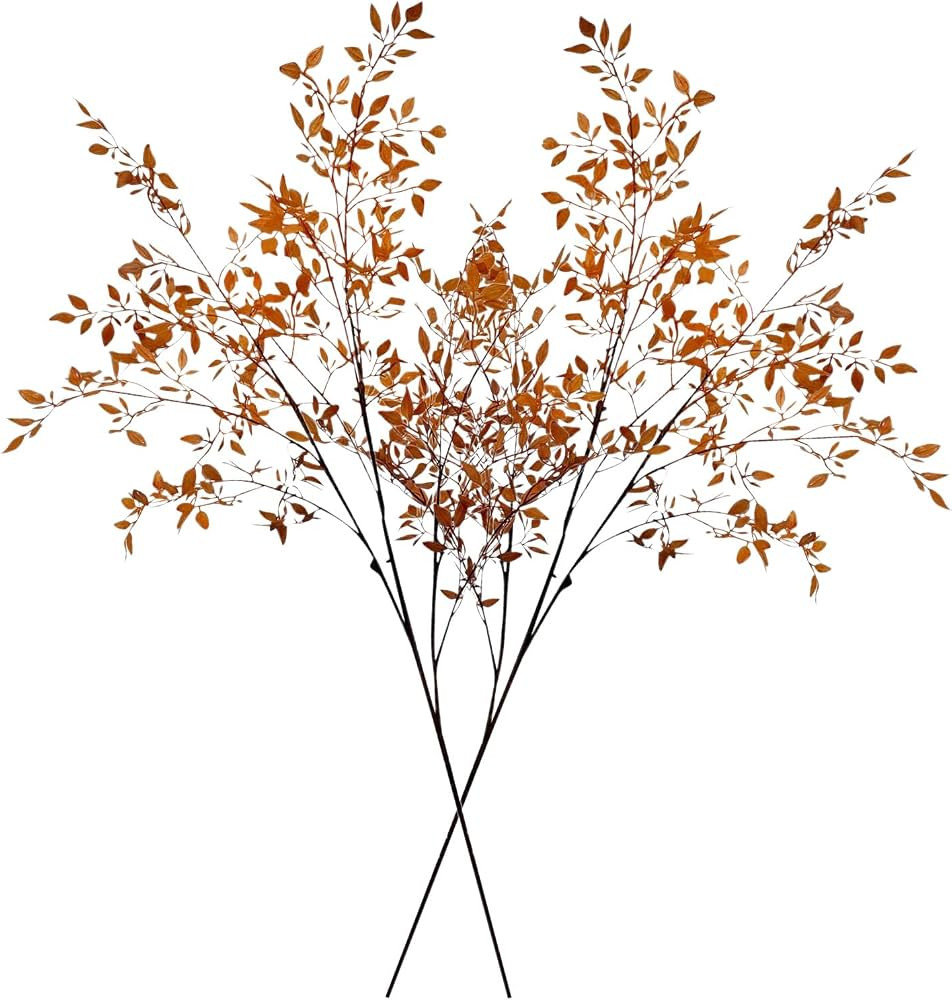 2 ramas artificiales de otoño de 43.3 pulgadas, ramitas de ficus falsas con hojas para Acción d... | Amazon (US)
