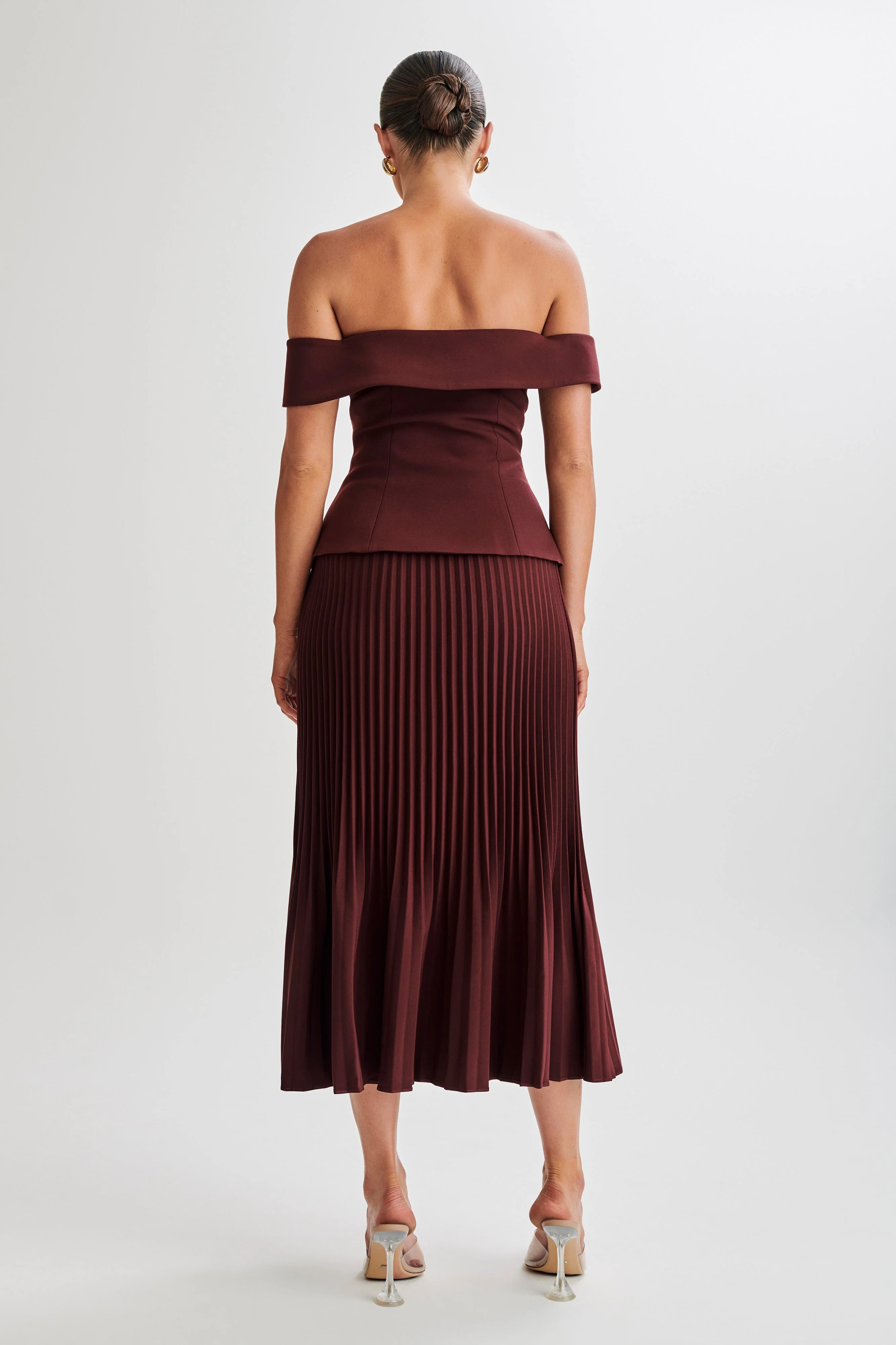 Twyla Pleated Suiting Maxi Skirt - Plum | MESHKI US