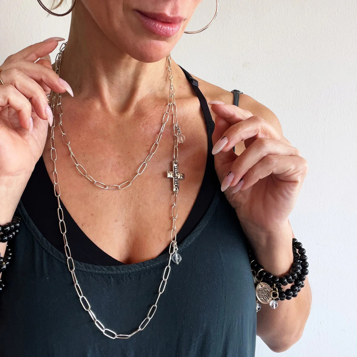 Have Faith Cross Long Chain Necklace | Katia Designs