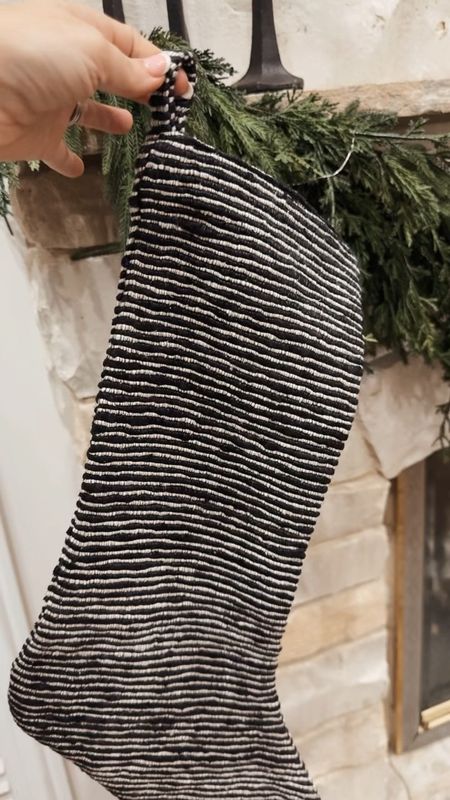 Christmas stocking black and white. Modern stocking Christmas. Mantle stocking. 

#LTKHoliday #LTKSeasonal #LTKhome