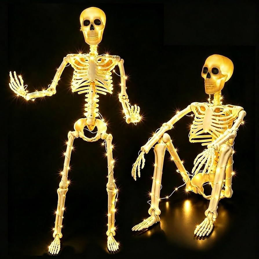 HBSTK 2 Pack 36 Inches 300 LED Light Up Halloween Skeleton Full Body Posable Movable Jonints for ... | Amazon (US)