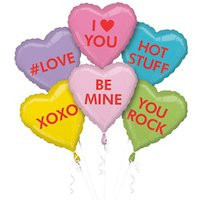 Conversation Hearts Balloon Bouquet, Set Of 6, Candy Heart Valentine Balloons | Etsy (US)