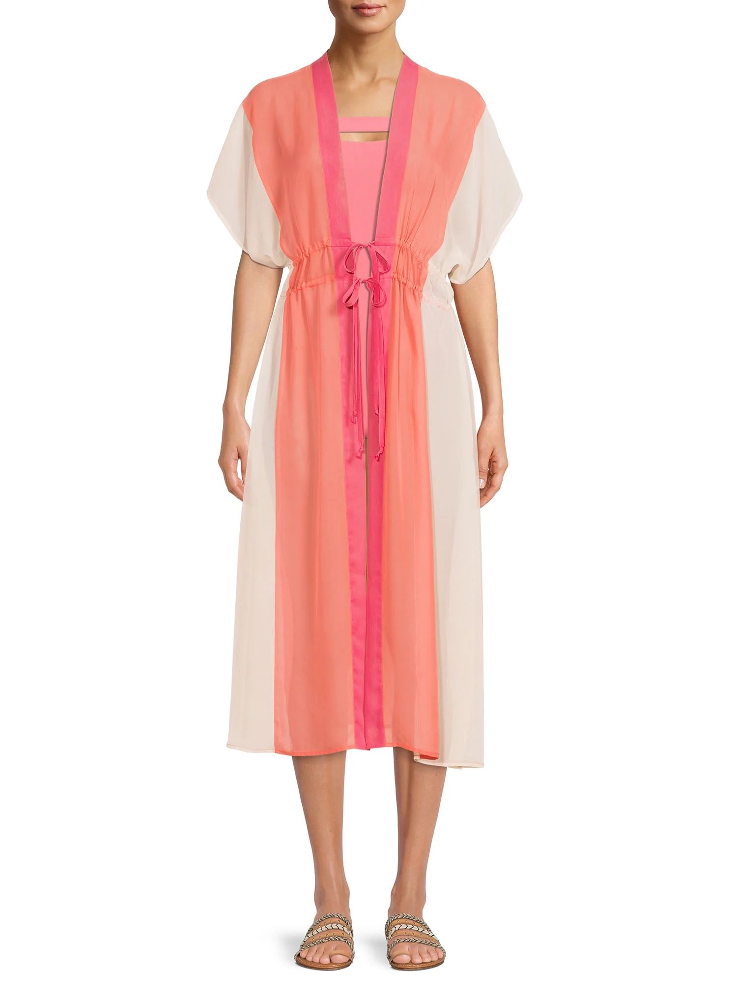 Time and Tru Women's and Women's Plus Gathered Waist Dress Cover Up - Walmart.com | Walmart (US)