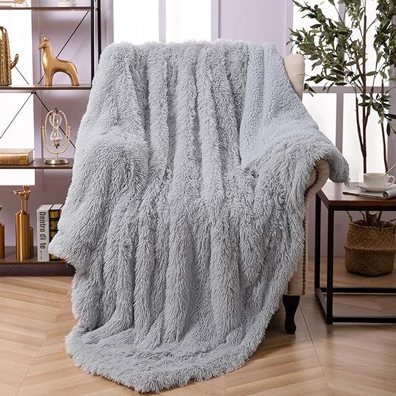 Faux Fur Throw Blanket, Super Soft Lightweight Shaggy Fuzzy Blanket Warm Cozy Plush Fluffy Decora... | Amazon (US)
