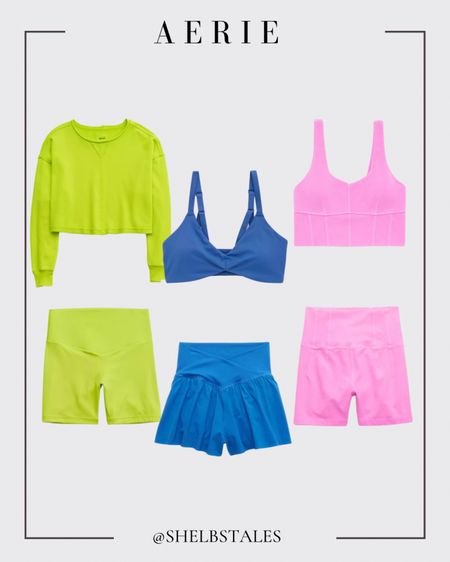Aerie athletic wear haul. Wearing a size medium in all bottoms and green sweatshirt. Pink top runs big so I would stay TTS. Currently 40% off

#LTKsalealert #LTKfit #LTKunder50
