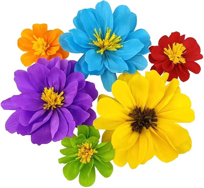 12inch -7inch Rainbow Paper Flower for Wall Carnival Rainbow Spring Flower Theme Party Birthday C... | Amazon (US)