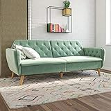 Amazon.com: Novogratz Tallulah Memory Foam Sofa Bed, Light Green Velvet Futon | Amazon (US)