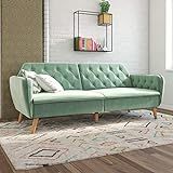 Amazon.com: Novogratz Tallulah Memory Foam Sofa Bed, Light Green Velvet Futon | Amazon (US)