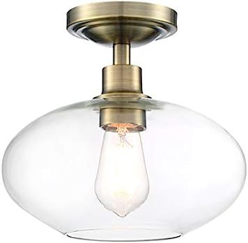 Doraimi Lighting Industrial Clear Glass (Include Edison Bulb) Semi Flush Mount Ceiling Pendant Light | Amazon (US)